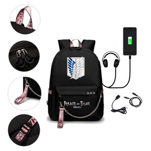 Attack On Titan Anime Laptop USB Charging Backpack